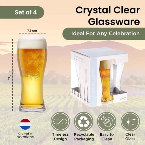Beer Glasses - Set of 4 - 400ml - French Design - Image 4