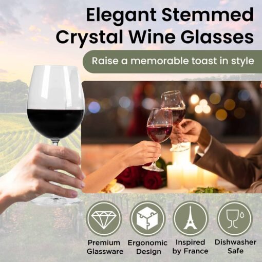 Red Wine Glasses - 690ml - 4 Pieces - Lead-Free Crystalline - Image 3