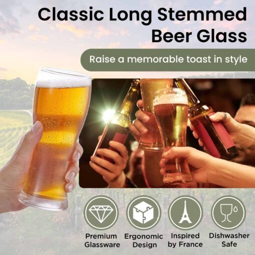 Beer Glasses - Set of 4 - 400ml - French Design - Image 3