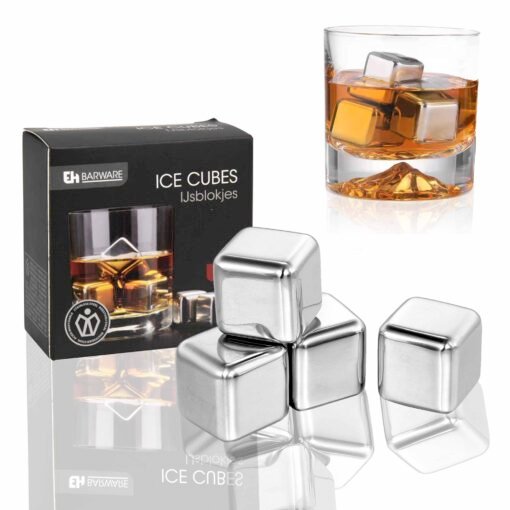 Stainless Steel Ice Cubes with Holder - 5 Pieces