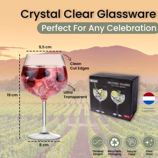 Set of 2 Premium 650ml Gin Cocktail Glasses - Perfect for Gin & Tonic - Image 4